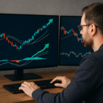 Trader analyzing stock market trends ,new trader, trading,lose money,